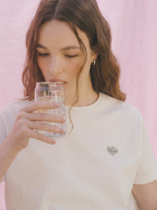 Tillidie Heart logo cotton t-shirt Ivory