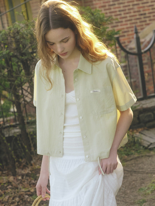 Tillidie Seersucker crop shirt Green