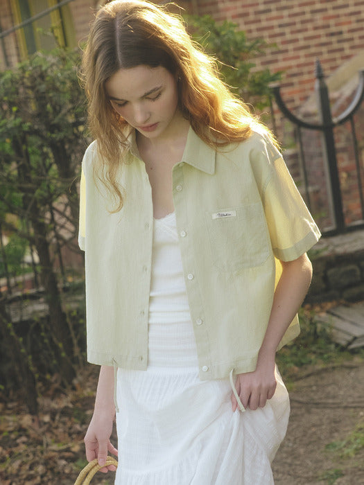 Tillidie Seersucker crop shirt Green