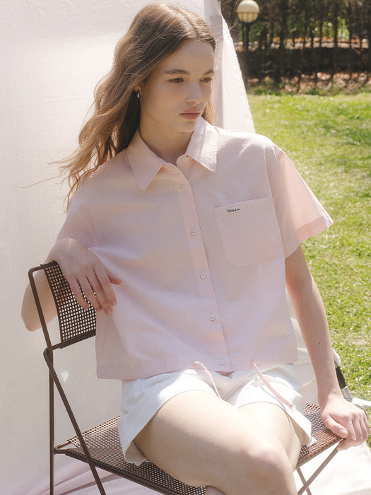Tillidie Seersucker crop shirt Pink