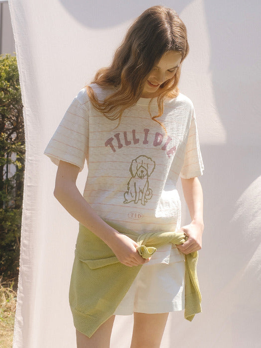 Tillidie Forever stripe slub t-shirt Pink