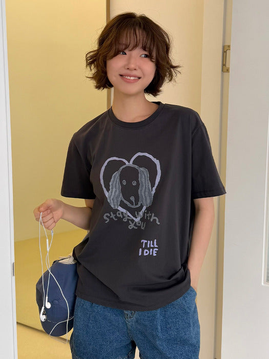 Tillidie Love for my dog t-shirt Charcoal