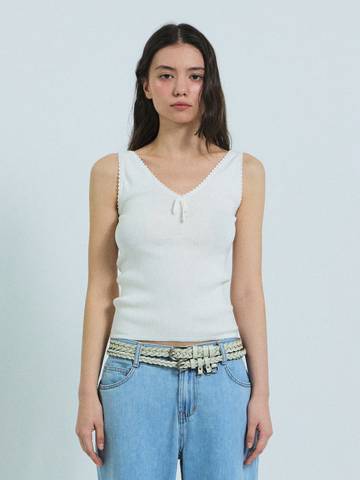 Grove 26Ss Amy Knit Sleeveless (White)