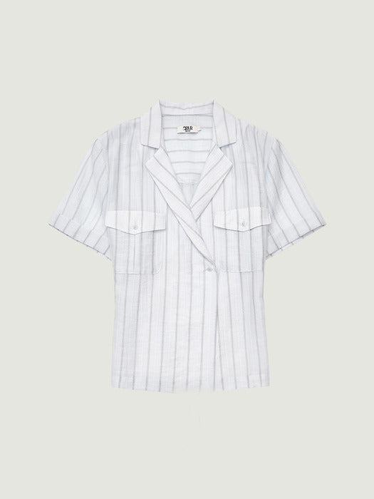 Grove 26Ss Maggy Stripe H/S Shirt (Light Blue)