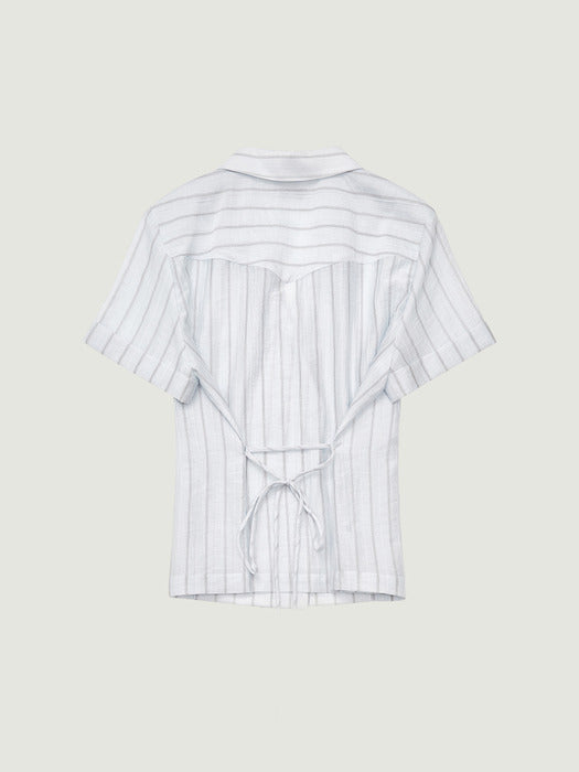 Grove 26Ss Maggy Stripe H/S Shirt (Light Blue)