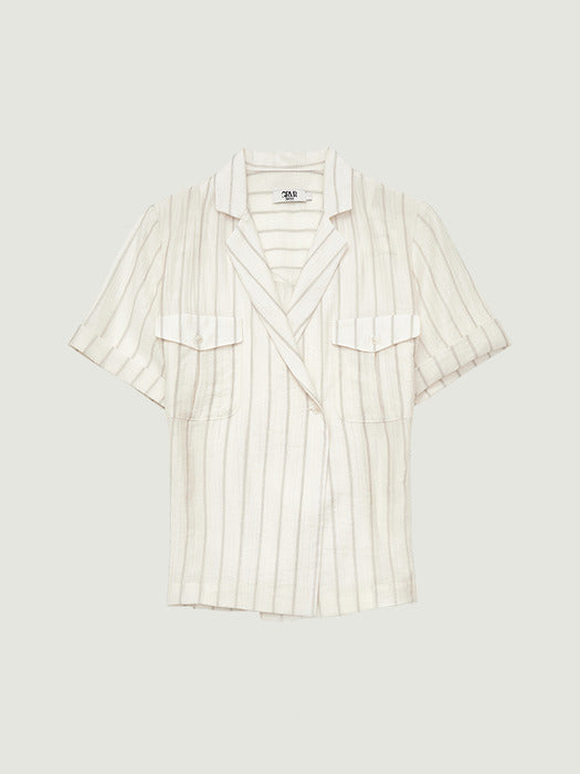 Grove 26Ss Maggy Stripe H/S Shirt (Ivory)