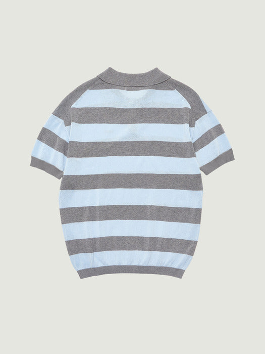 Grove 26Ss Reef Stripe Collar Knit (Light Blue)