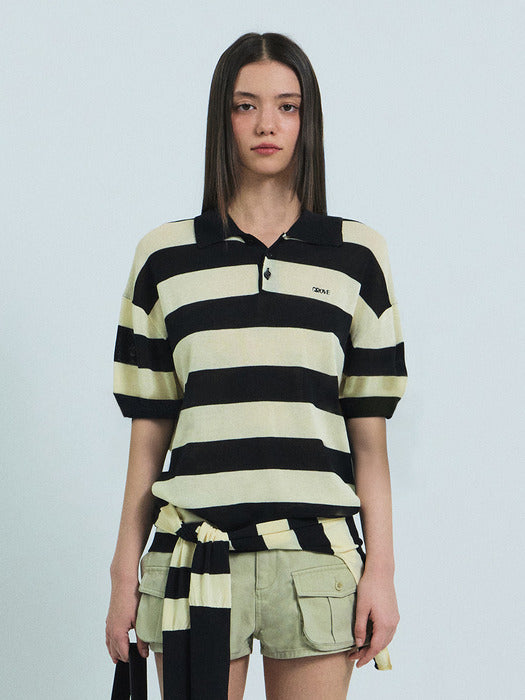 Grove 26Ss Reef Stripe Collar Knit (Ivory)