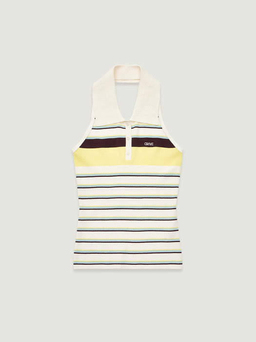 Grove 26Ss Romy Stripe Halter Knit (Ivory)