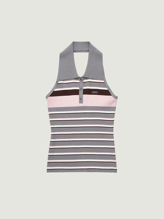 Grove 26Ss Romy Stripe Halter Knit (Gray)