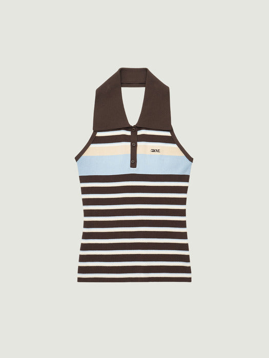 Grove 26Ss Romy Stripe Halter Knit (Brown)