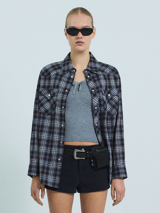 Grove 26Ss Briar Check Shirt (Navy)