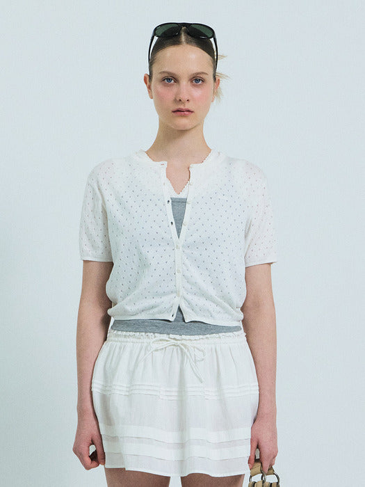 Grove 26Ss Melody H/S Cardigan (White)