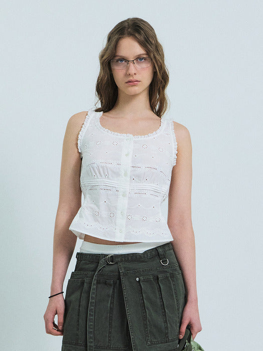 Grove 26Ss Bless Sleeveless Blouse (White)