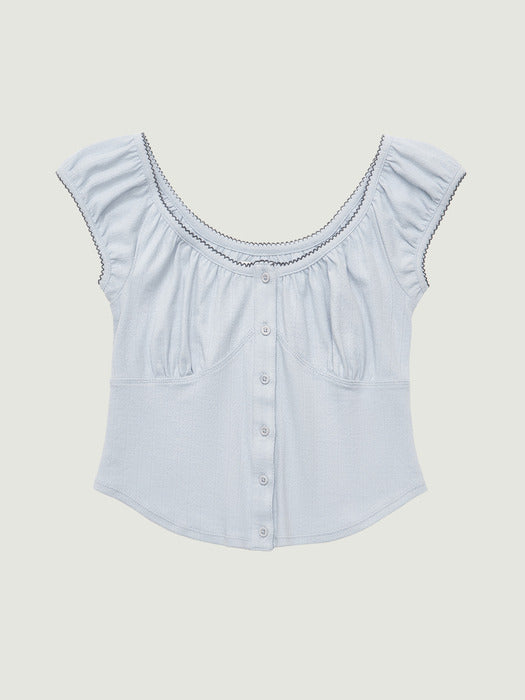 [grove] 26Ss April U-Neck T-Shirt (Light Blue)