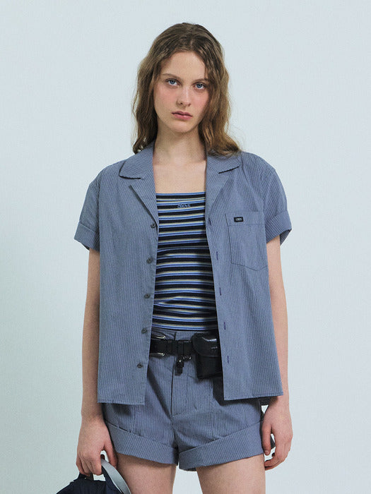 Grove 26Ss Ode Stripe H/S Shirt (Navy)