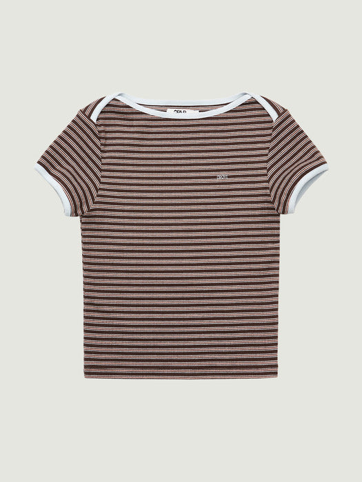 [grove] 26Ss Dalin Stripe H/S T-Shirt (Brown)