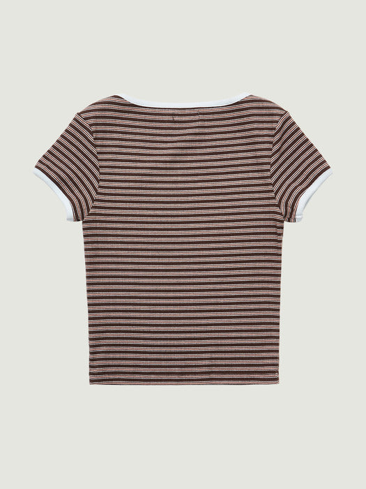[grove] 26Ss Dalin Stripe H/S T-Shirt (Brown)