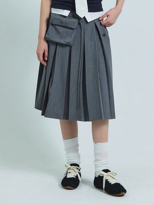 Grove 26Ss Asha Check Midi Skirt (Gray)