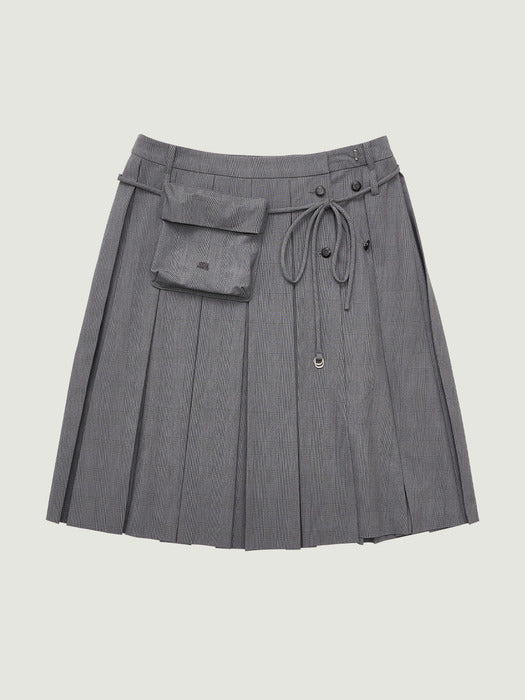Grove 26Ss Asha Check Midi Skirt (Gray)