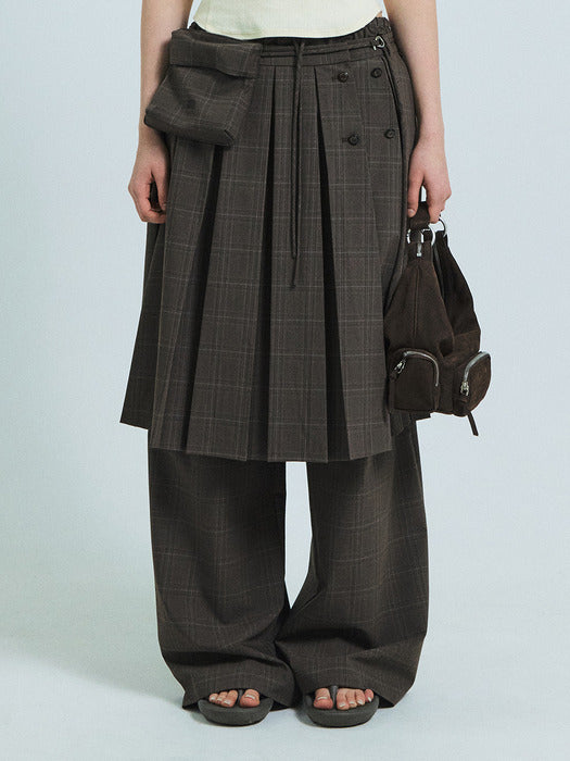 Grove 26Ss Asha Check Midi Skirt (Brown)