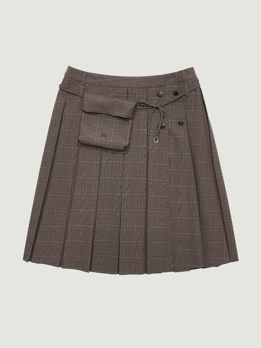 Grove 26Ss Asha Check Midi Skirt (Brown)