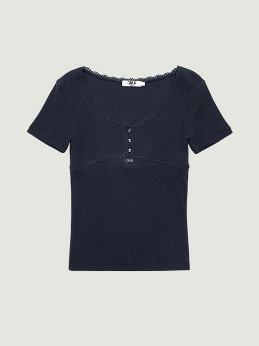 [grove] 26Ss Rina H/S T-Shirt (Navy)