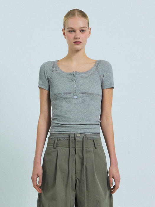 Grove 26Ss Rina H/S T-Shirt (Melange Gray)