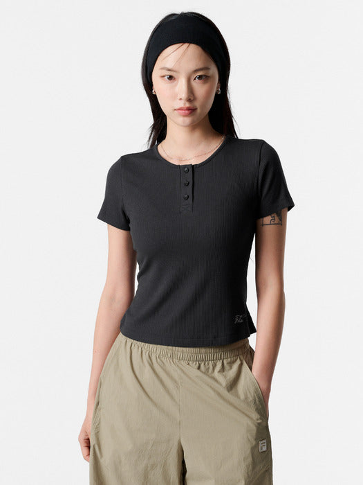 Fila Women's Henley Neck Short-Sleeve T-Shirt