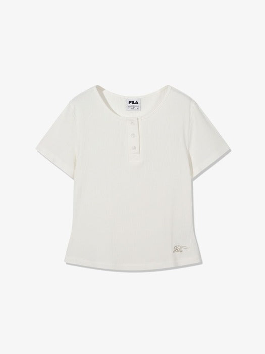 [fila] Women's Henley Neck Short Sleeve T-shirt_FS262RS01F019_175