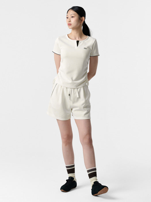 Fila Women's Waffle Training Shirring Short-Sleeve Tee 175