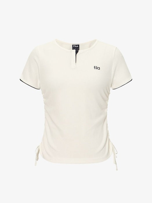 Fila Women's Waffle Training Shirring Short-Sleeve Tee 175