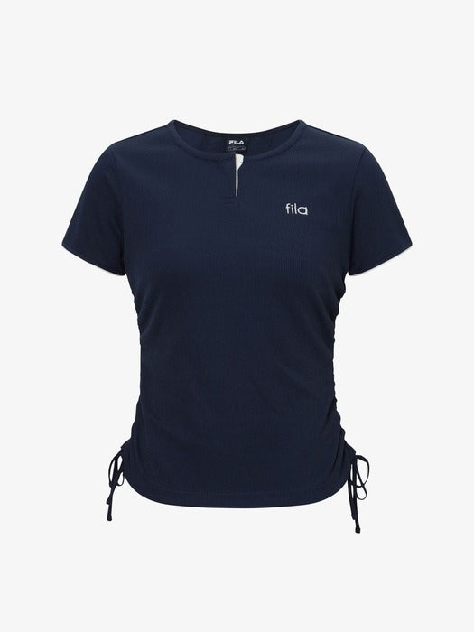 Fila Women's Waffle Training Shirring Short-Sleeve Tee 472