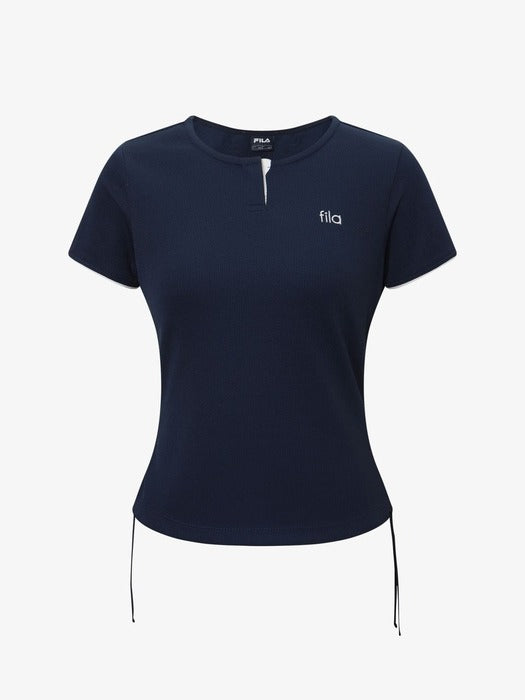 Fila Women's Waffle Training Shirring Short-Sleeve Tee 472