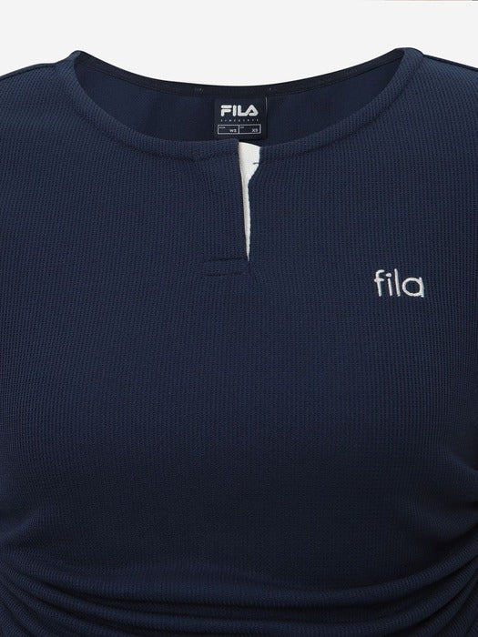 Fila Women's Waffle Training Shirring Short-Sleeve Tee 472