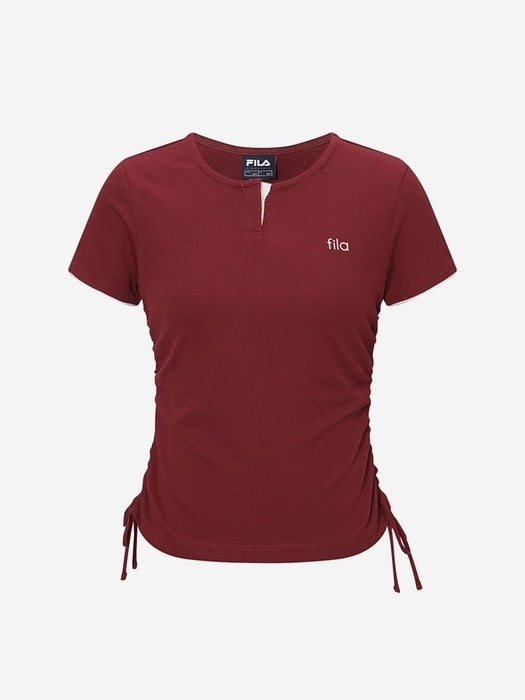 Fila Women's Waffle Training Shirring Short-Sleeve Tee 626