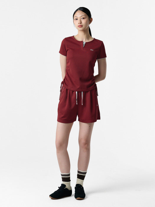 Fila Women's Waffle Training Shirring Short-Sleeve Tee 626