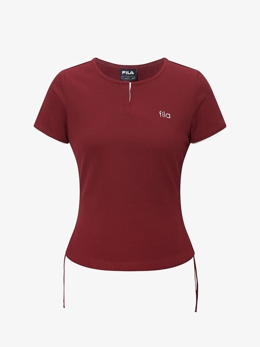 Fila Women's Waffle Training Shirring Short-Sleeve Tee 626