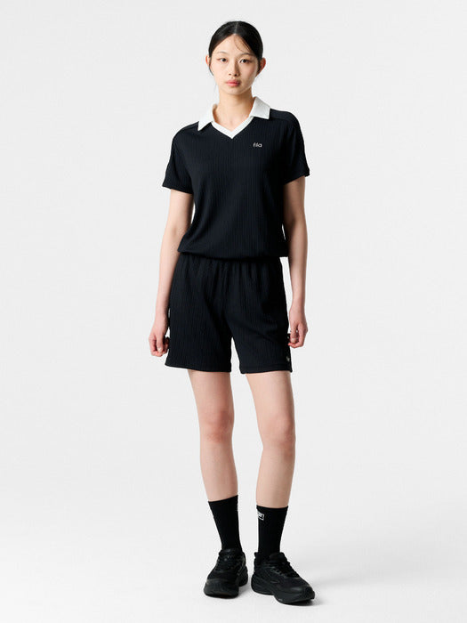 Fila Women's Ribbed Training Collared Short-Sleeve T-Shirt