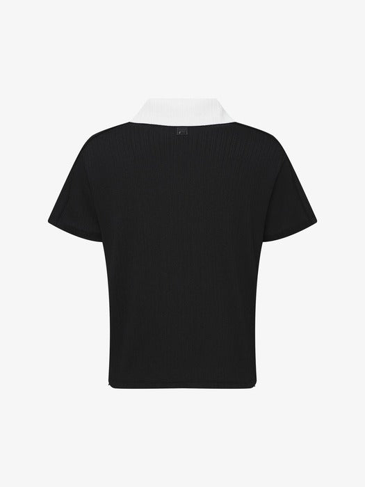Fila Women's Ribbed Training Collared Short-Sleeve T-Shirt