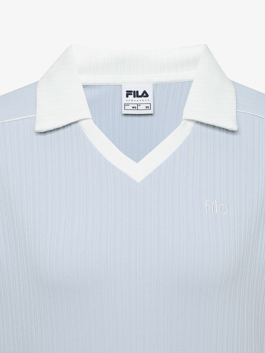 Fila Women's Ribbed Training Collared Short Sleeve T-shirt 442