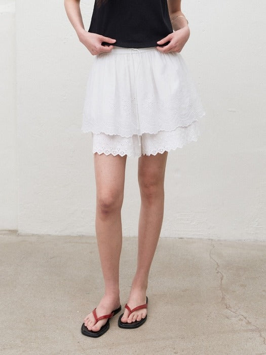 Mango Maniplease Conti Lace Shorts Ivory