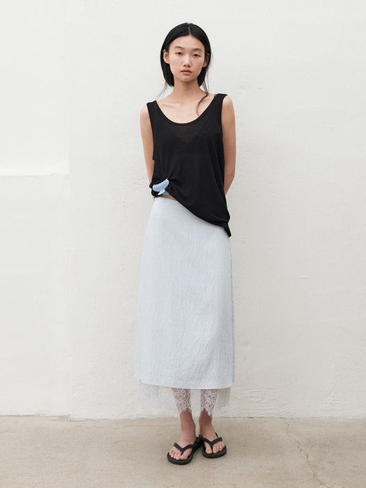 Mango Maniplease Chicor Lace Skirt Blue Mint