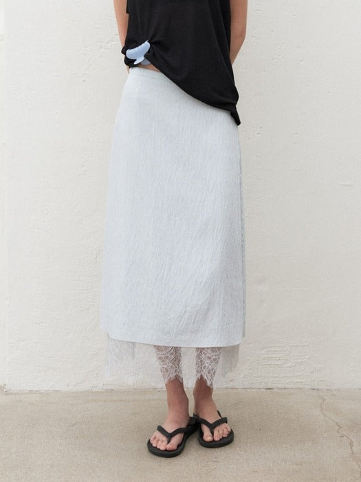 Mango Maniplease Chicor Lace Skirt Blue Mint