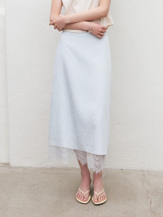 Mango Maniplease Chicor Lace Skirt Blue Mint