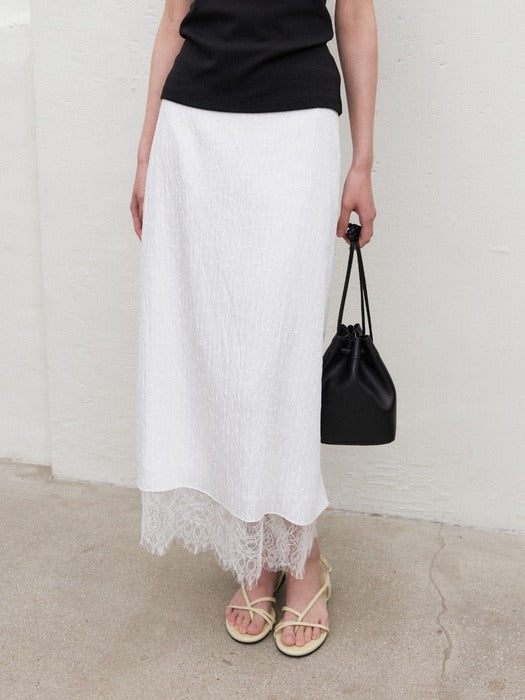 Mango Maniplease Chicor Lace Skirt Ivory