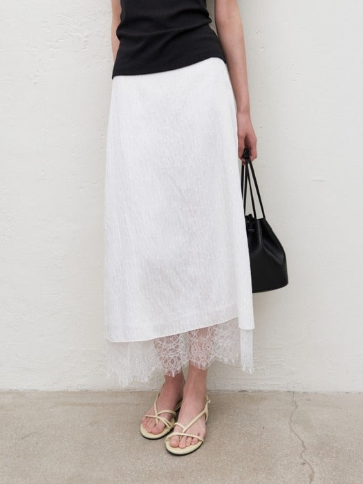 Mango Maniplease Chicor Lace Skirt Ivory