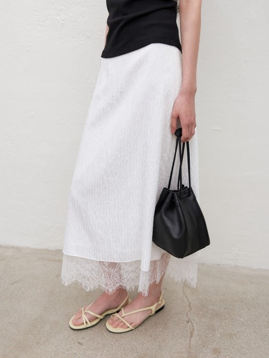 Mango Maniplease Chicor Lace Skirt Ivory