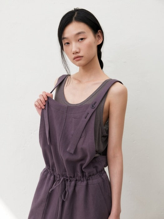 Mango Maniplease Moco Linen Jumpsuit Charcoal
