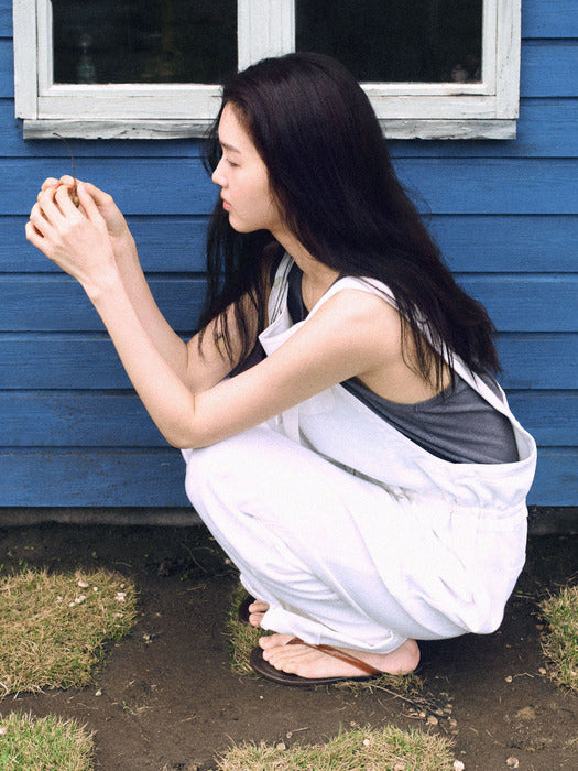 Mango Maniplease Moco Linen Jumpsuit Ivory